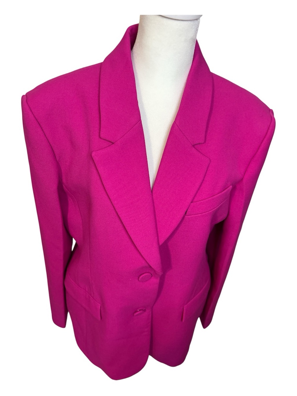 ZARA OVERSIZED BLAZER JACKET PINK STRAWBERRY FUCHSIA Size XL